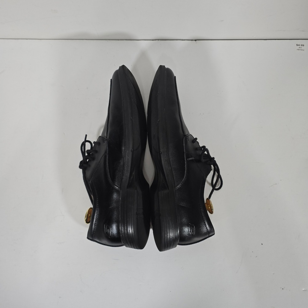 Skechers Leather Caswell Oxford Mens 10 Black Square Toe Memory Foam FLAWED - Picture 5 of 9